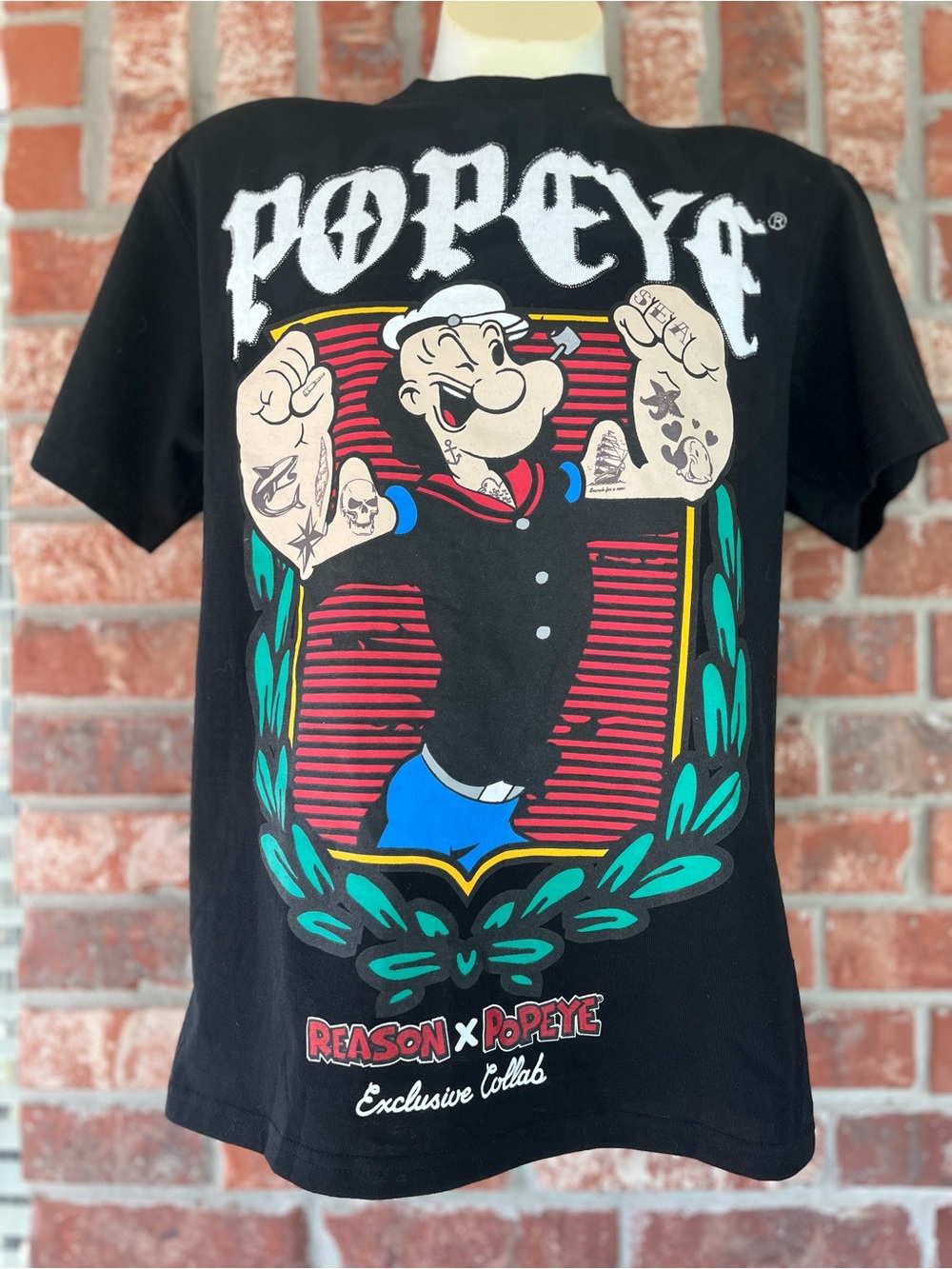 Reason x Popeye Men’s Graphic Short Sleeve Tee Black NWT